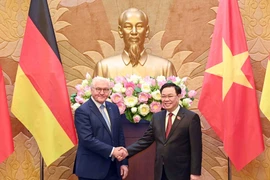 Chủ tịch Quốc hội Vương Đình Huệ với Tổng thống Cộng hòa Liên bang Đức Frank-Walter Steinmeier. (Ảnh: Phạm Kiên/TTXVN)