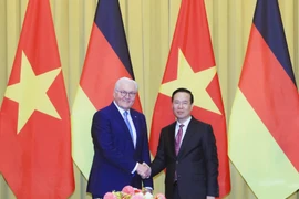 Chủ tịch nước Võ Văn Thưởng và Tổng thống Đức Frank-Walter Steinmeier tại buổi hội đàm. (Ảnh: Thống Nhất/TTXVN)