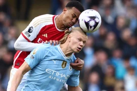 Haaland 'bất lực' trước hàng thủ Arsenal. (Nguồn: Getty Images)