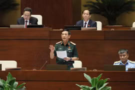 Đại tướng Phan Văn Giang, Bộ trưởng Bộ Quốc phòng giải trình, làm rõ một số vấn đề đại biểu Quốc hội nêu. (Ảnh: An Đăng/TTXVN)