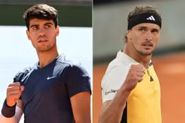 Carlos Alcaraz (trái) và Alexander Zverev sẽ quyết đấu tranh chức vô địch Roland Garros 2024. (Nguồn: EFE/AFP)