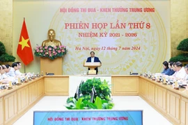 Thủ tướng Phạm Minh Chính, Chủ tịch Hội đồng Thi đua-Khen thưởng Trung ương chủ trì Phiên họp lần thứ 8 của Hội đồng. (Ảnh: Dương Giang/TTXVN)