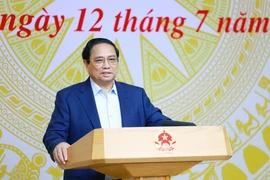 Thủ tướng Phạm Minh Chính, Chủ tịch Hội đồng Thi đua-Khen thưởng Trung ương chủ trì Phiên họp lần thứ 8 của Hội đồng. (Ảnh: Dương Giang/TTXVN)