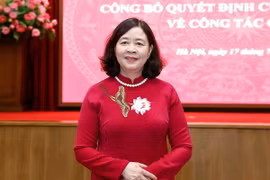 Bà Bùi Thị Minh Hoài, Ủy viên Bộ Chính trị, Bí thư Thành ủy Hà Nội, đại biểu Quốc hội khóa XV làm Trưởng Đoàn đại biểu Quốc hội khóa XV thành phố Hà Nội. (Ảnh: Doãn Tấn/TTXVN)