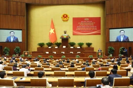 Chủ tịch Quốc hội Vương Đình Huệ phát biểu chỉ đạo. (Ảnh: Nhan Sáng/TTXVN)