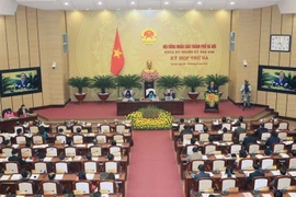 Hội đồng Nhân dân Thành phố Hà Nội, khóa XV, nhiệm kỳ 2016-2021 khai mạc Kỳ họp thứ ba. (Ảnh: Phạm Kiên/TTXVN)