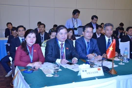 Đoàn đại biểu Quốc hội Việt Nam, do Chủ nhiệm Ủy ban Khoa học, Công nghệ và Môi trường của Quốc hội Phan Xuân Dũng dẫn đầu tại Phiên bế mạc. (Ảnh: Chanh Đa/TTXVN)