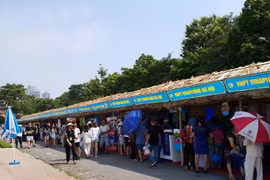 Người dân và du khách tham quan các gian hàng. (Ảnh: Đinh Thị Thuận/TTXVN)