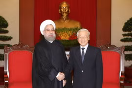 Tổng Bí thư Nguyễn Phú Trọng tiếp Tổng thống Cộng hòa Hồi giáo Iran Hassan Rouhani thăm cấp Nhà nước Việt Nam. (Ảnh: Trí Dũng/TTXVN)