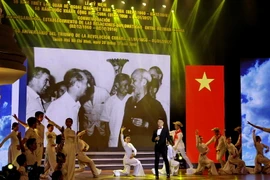 Chương trình nghệ thuật đặc biệt chào mừng lễ kỷ niệm. (Ảnh: Hồng Nhung/TTXVN)