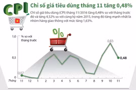 Chỉ số giá tiêu dùng tháng 11 tăng 0,48%.