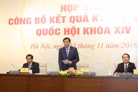 Tổng thư ký, Chủ nhiệm Văn phòng Quốc hội Nguyễn Hạnh Phúc phát biểu tại họp báo. (Ảnh: Phương Hoa/TTXVN)