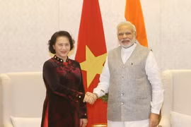 Chủ tịch Quốc hội Nguyễn Thị Kim Ngân hội kiến với Thủ tướng Ấn Độ Narendra Modi. (Ảnh: Trọng Đức/TTXVN)