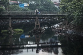 Một đoạn sông Nhuệ. (Ảnh: Trọng Đạt/TTXVN)