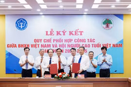 Bảo hiểm xã hội Việt Nam và Hội Người Cao tuổi Việt Nam tổ chức lễ ký Quy chế phối hợp. (Ảnh: PV/Vietnam+)