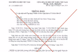 Công văn giả mạo cơ quan Bảo hiểm xã hội Việt Nam. (Ảnh: PV/Vietnam+)