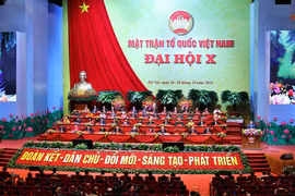 Quang cảnh Phiên bế mạc Đại hội đại biểu toàn quốc Mặt trận Tổ quốc Việt Nam lần thứ X. (Ảnh: TTXVN)