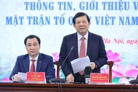 Ông Nguyễn Hữu Dũng, Phó Chủ tịch Ủy ban Trung ương Mặt trận Tổ quốc Việt Nam phát biểu tại họp báo. (Ảnh: Minh Đức/TTXVN)