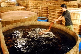 Một cơ sở sản xuất nước mắm ở Phú Quốc. (Nguồn: TTXVN)