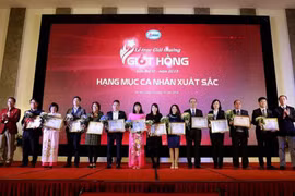 Các cá nhân được trao tại Giải thưởng Giọt hồng. (Ảnh: PV/Vietnam+)