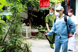 Phun thuốc diệt muỗi phòng chống dịch bệnh sốt xuất huyết. (Nguồn: TTXVN)