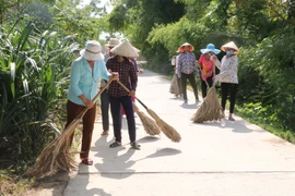 Hội Phụ nữ ra quân làm vệ sinh môi trường. (Ảnh: Hoa Mai/TTXVN)