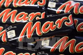 Sản phẩm chocolate Mars được bày bán tại một cửa hàng ở Martelange, Bỉ ngày 23/2. (Nguồn: AFP/TTXVN)