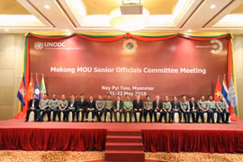 Các nhà lãnh đạo cao cấp cơ quan phòng chống ma túy của các nước trong khu vực tham dự hội nghị. (Ảnh: PV/Vietnam+)