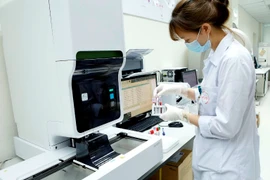 Nhân viên y tế làm các thủ tục xét nghiệm máu cho bệnh nhân.