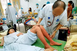 Điều trị cho bệnh nhân mắc sốt xuất huyết tại Hà Nội. (Ảnh: Dương Ngọc/TTXVN)