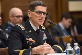 Tư lệnh Bộ Chỉ huy Trung tâm của Mỹ (CENTCOM), Đại tướng Joseph Votel phát biểu tại một phiên điều trần ở Washington, DC. (Ảnh: AFP/TTXVN)