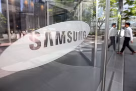 Biểu tượng Samsung tại trụ sở ở thủ đô Seoul của Hàn Quốc. (Ảnh: Yonhap/TTXVN)