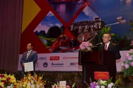 Đại sứ Việt Nam tại Campuchia Vũ Quang Minh phát biểu tại buổi lễ. )Ảnh: Minh Hưng-Chanh Đa/TTXVN)