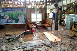 Nhà dân tại xã Xuân La, huyện Pác Nặm, tỉnh Bắc Kạn, tan hoang sau mưa đá kèm giông lốc. (Ảnh: Bùi Đức Hiếu-TTXVN