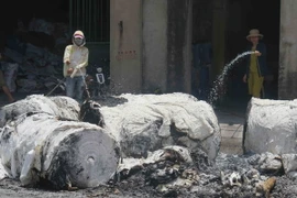 Hiện trượng vụ cháy. (Ảnh: Thái Hùng/TTXVN)