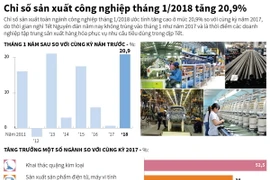 [Infographics] Chỉ số sản xuất công nghiệp tháng Một tăng 20,9%