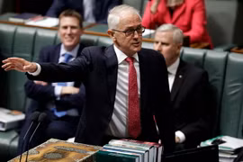 Thủ tướng Australia Malcolm Turnbull phát biểu trong phiên họp Quốc hội ở Canberra ngày 21/8. (Ảnh: AFP/TTXVN)