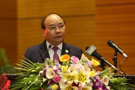 Thủ tướng Nguyễn Xuân Phúc phát biểu tại Hội nghị. (Ảnh: Dương Giang/TTXVN)