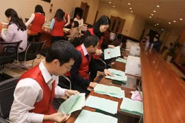 Nhập giá đấu. (Ảnh: Phạm Hậu/TTXVN)