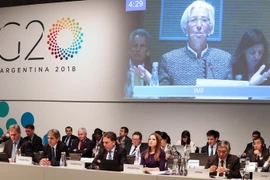 Tổng Giám đốc IMF Christine Lagarde phát biểu tại hội nghị Bộ trưởng Tài chính và Thống đốc Ngân hàng G20 ở Buenos Aires, Argentina ngày 21/7. (Ảnh: EPA-EFE/TTXVN)