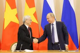 Tổng Bí thư, Chủ tịch nước Nguyễn Phú Trọng và Tổng thống Nga Vladimir Putin. (Ảnh: Trí Dũng/TTXVN)