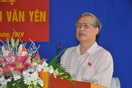 Thường trực Ban Bí thư Trần Quốc Vượng phát biểu tại buổi tiếp xúc với cử tri huyện Văn Yên. (Ảnh: Tuấn Anh/TTXVN)