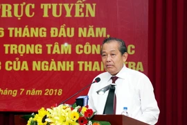 Ủy iên Bộ Chính trị, Phó Thủ tướng Thường trực Chính phủ Trương Hoà Bình phát biểu. Ảnh: Nguyễn Dân - TTXVN