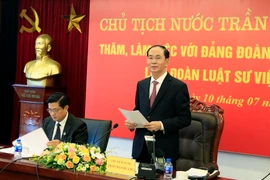 Chủ tịch nước Trần Đại Quang phát biểu kết luận buổi làm việc. (Ảnh: Nhan Sáng/TTXVN)