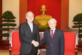 Tổng Bí thư Nguyễn Phú Trọng tiếp Chủ tịch Quốc hội Iran Ali Ardeshir Larijani thăm chính thức Việt Nam. (Ảnh: Trí Dũng/TTXVN)