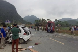 Hiện trường vụ tai nạn. (Ảnh: Đức Hiếu/TTXVN)