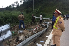 Hiện trường vụ tai nạn. (Ảnh: Cao Nguyên/TTXVN)