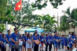 Thanh niên kiều bào từ 10 quốc gia trên thế giới tham dự Trại Hè tại Thành phố Hồ Chí Minh. (Ảnh: Thế Anh/TTXVN)