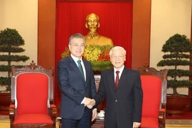 Tổng Bí thư Nguyễn Phú Trọng tiếp Tổng thống Hàn Quốc Moon Jae-in thăm cấp Nhà nước tới Việt Nam. (Ảnh: Trí Dũng/TTXVN)