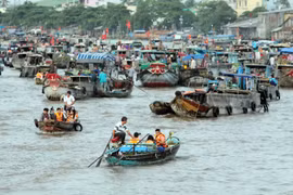 Một góc Chợ nổi Cái Răng. (Nguồn: TTXVN)